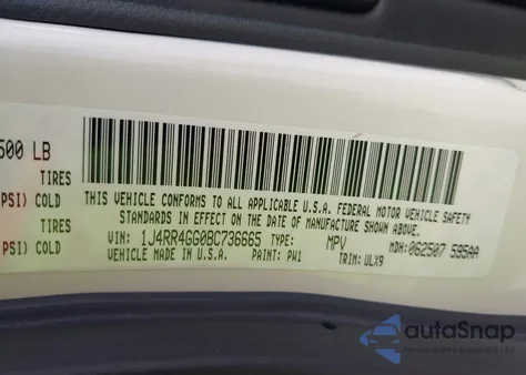 2011 Jeep Grand Cherokee Laredo from USA, damaged, VIN 1J4RR4GG0BC736665
